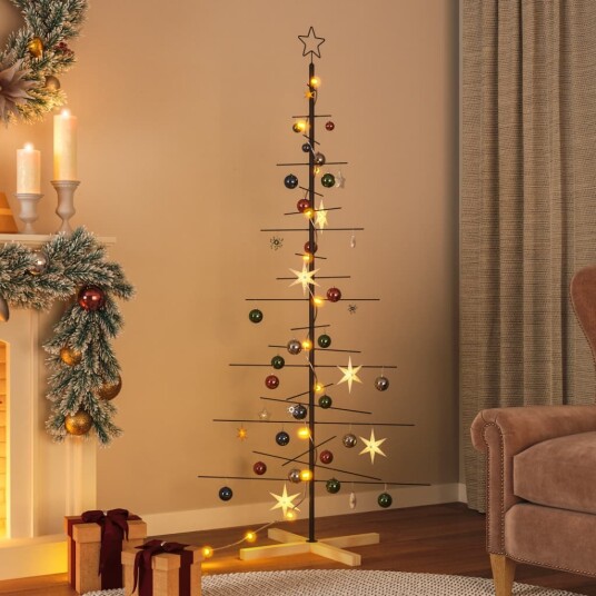 vidaXL Juletre til dekorasjon med trebunn metall svart 180 cm vidaXL Juletre til dekorasjon med trebunn metall svart 180 cm