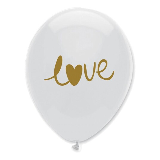 Ballongkungen AB Ballonger LOVE Hvit/Gull - 100-pakning