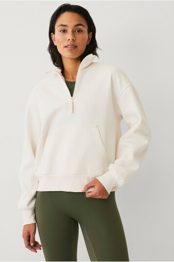 Ellos Studio Collegegenser Halfzip Core Natur