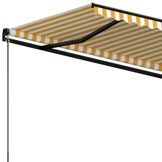 vidaXL Manuell uttrekkbar markise 450x350 cm gul og hvit vidaXL Manuell uttrekkbar markise 450x350 cm gul og hvit