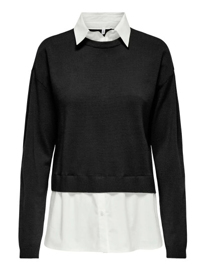 ONLY Onlpayson Ls Mix Pullover Knt - Black - XS ONLY Onlpayson Ls Mix Pullover Knt - Black - XS