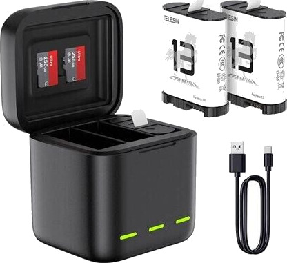 Telesin Batterilader for GoPro HERO 13 Black med Tre Kanaler Telesin Batterilader for GoPro HERO 13 Black med Tre Kanaler