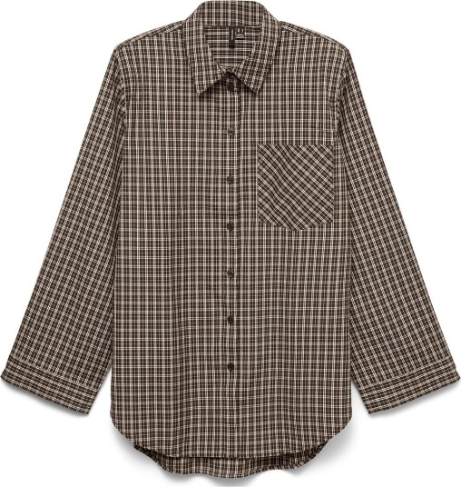 Vero Moda Vmkara Ls Loose Check Shirt Wvn - Brown - M