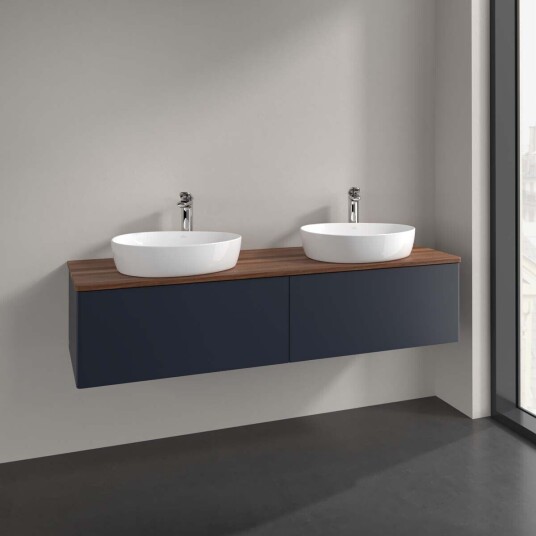 Villeroy & Boch Antao Servantskap med 2 skuffer 160x50x36 cm m/lys Blå Matt/Valnøtt