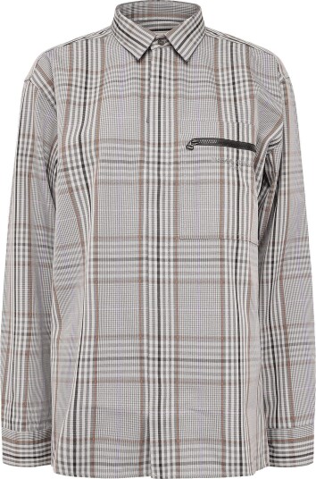 Maison Kitsune Zipped Shirt   LIGHT GREY CHECK   S