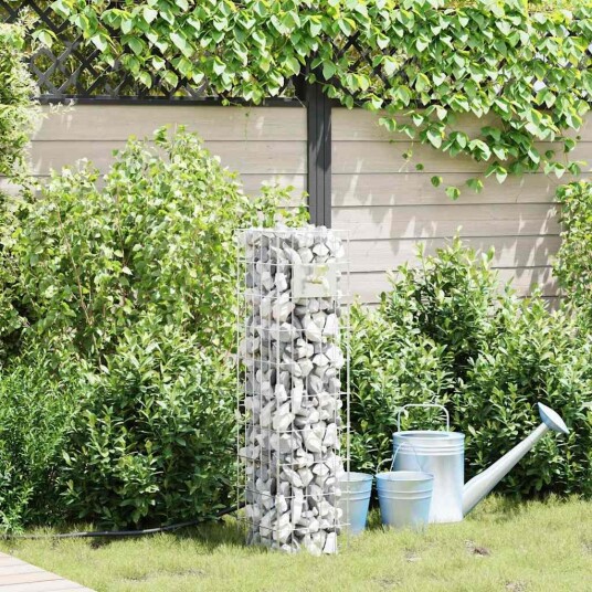 vidaXL Gabion-søyle sølv 25 x 25 x 100 cm Rustfritt Stål