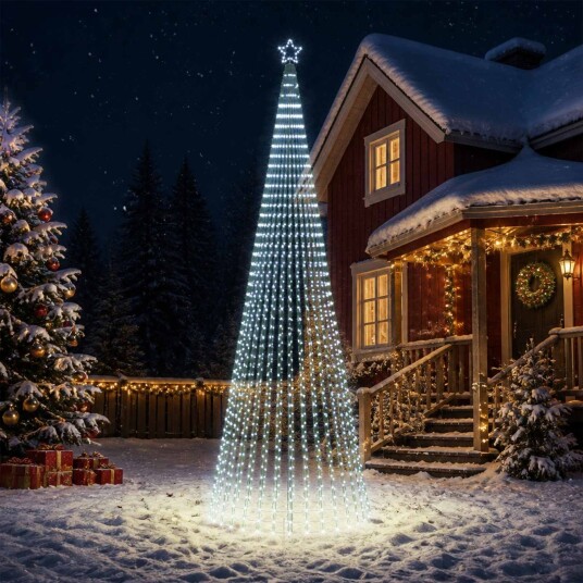 vidaXL LED juletre 500 cm 1524 LED-lys Kaldhvit Stål Svart