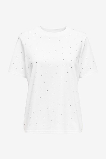 Only T skjorte onlMonja S/S Studs Hvit
