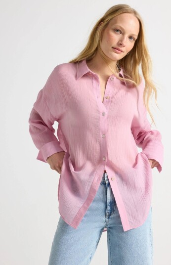 Lindex Sheer Blouse Pink M
