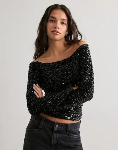 Pieces   Svart   Pckam Ls Offshoulder Top Jrs Bc
