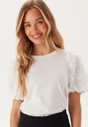 Vila Visimonia O-neck Topp med Ballongermer i Hvit, Størrelse S
