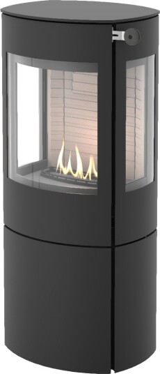 Caro 110 svart frittstående biopeis med sideglass og ståldør