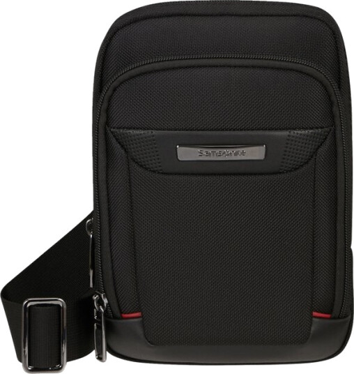Samsonite Pro-Dlx 6, Mann, Diagonalt Hengende Bag, Sort, Liten (Fingerbøl), Glidelås, Forlomme