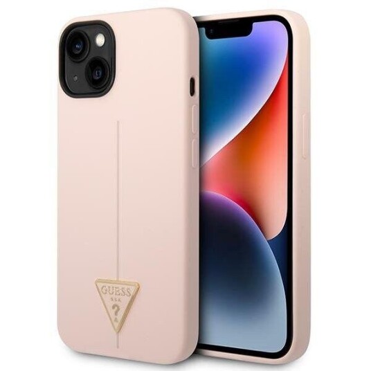 Guess Case For Iphone 14 Plus 6,7&Amp Amp Quot  Guhcp14msltgp Pink Hardcase Silicone Line &Amp Amp  Triangle