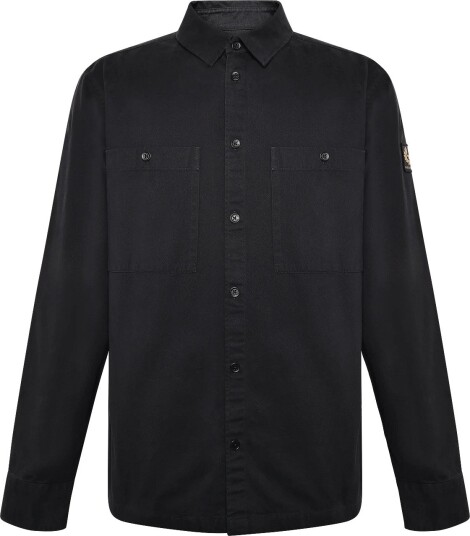 Belstaff Outpost Shirt Cotton Herringbone Khaki Green BLACK M Belstaff Outpost Shirt Cotton Herringbone Khaki Green BLACK M
