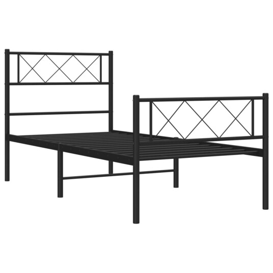 vidaXL Sengeramme i metall med hode- og fotgavl svart 90x200 cm 8721012190672