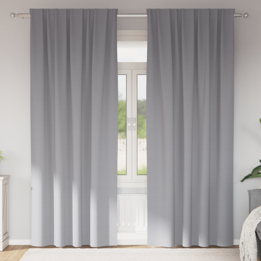 Gardiner med gardiner 2 pcs Lysegrå Polyester Gardiner med gardiner 2 pcs Lysegrå Polyester