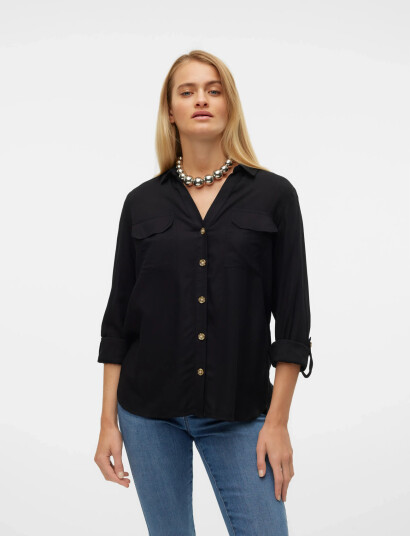 Vero Moda Vmbumpy L/S Shirt New Wvn Ga Noos - Black - XXL