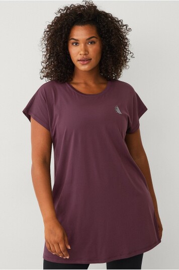 Zizzi Trenings t skjorte aBasic S/S Long T shirt Rød Zizzi Trenings t skjorte aBasic S/S Long T shirt Rød