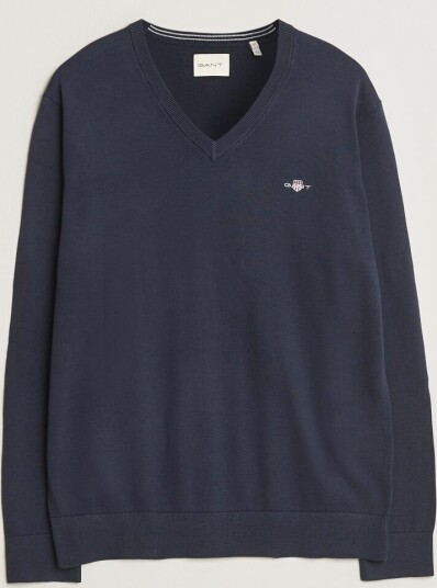 Gant Classic Cotton V Neck Evening Blue