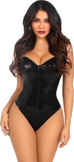 Leg Avenue Svart Bodysuit med Paljetter til Dame Large