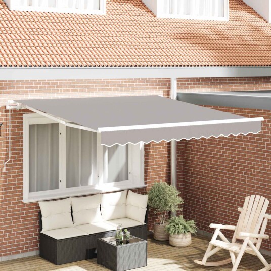 Manuell Uttrekkbar Markise Lys Grå 300x250 cm  Markise Erstatningsstoff for 3x2.5 m Ramme Lys Grå