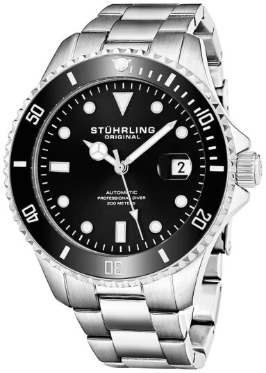 Stührling Original Herreklokke 792.01 Aquadiver Regatta Sort/Stål Stührling Original Herreklokke 792.01 Aquadiver Regatta Sort/Stål