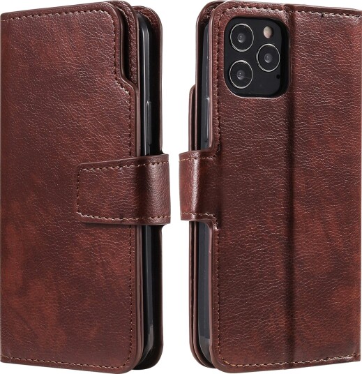 Trolsk Lommebokdeksel Skinnimitasjon for 9 Kort (iPhone 15 Pro Max) Brun