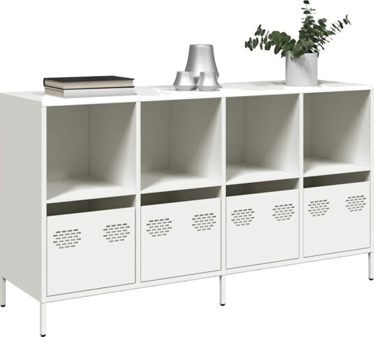 Skjenk hvit 135x39x73,5 cm kaldvalset stål