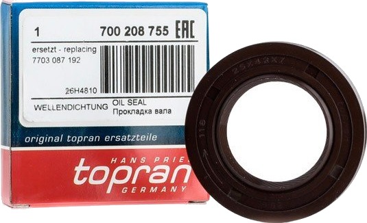 TOPRAN 700 208 Akseltetningsring, kamaksel TOPRAN 700 208 Akseltetningsring, kamaksel