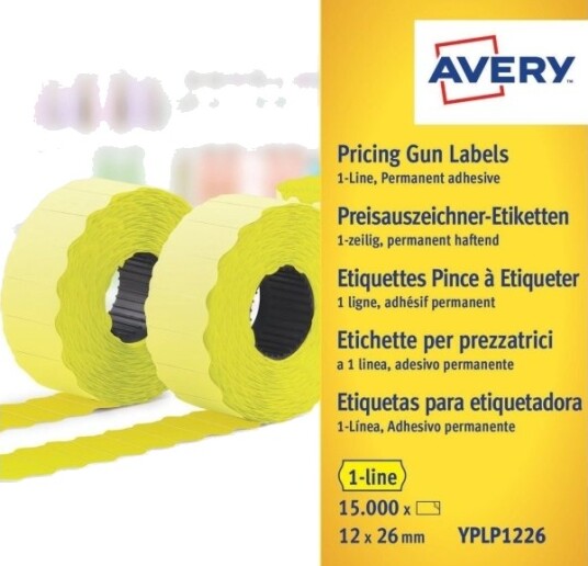 Avery Yplp1226 Gult Prislapp Permanent Papir 26 Mm 12 Mm