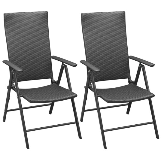 vidaXL Stablebare hagestoler 2 stk polyrotting svart vidaXL Stablebare hagestoler 2 stk polyrotting svart