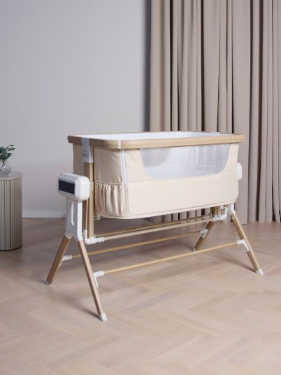 Beemoo CARE AutoMotion Bedside Crib, Beige/Wood