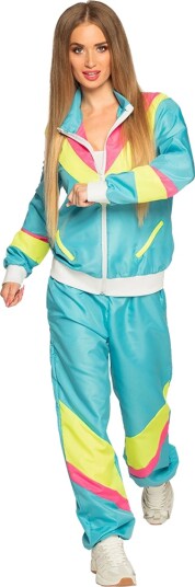 Neon Blå 80 talls Grilldress med Lommer til Dame