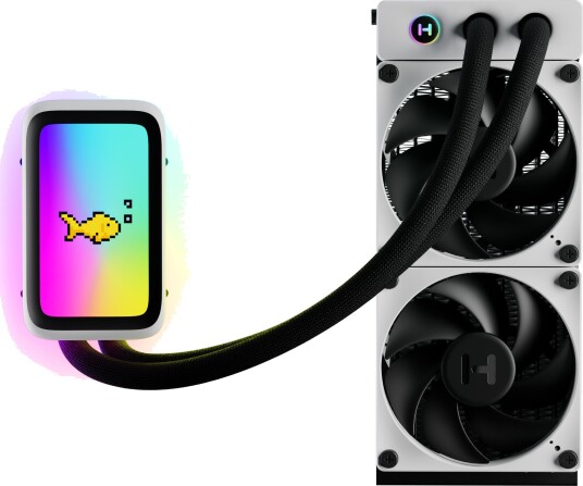 Hyte THICC Q60 CPU-kjøler 240mm LCD 120mm vifter Hvit/Svart 2 stk.