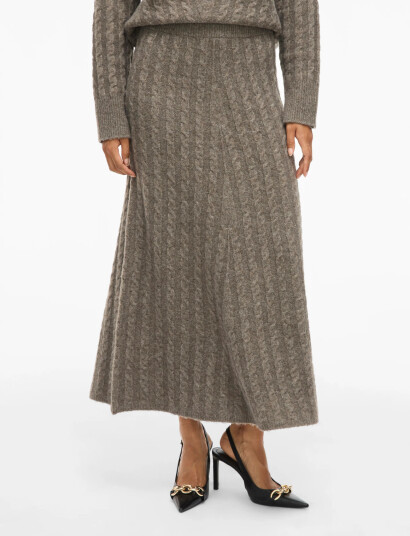 Vila Virelli Ankle Cable Knit Skirt/Bfs - Brown - XS Vila Virelli Ankle Cable Knit Skirt/Bfs - Brown - XS