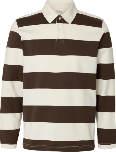 Selected Slmcasper Ls Stripe Polo Brown M