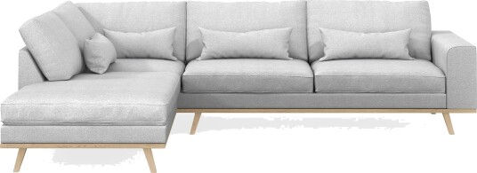 Copenhagen 4 seters Venstrevendt L formet Sjeselongsofa i Stoff Lys grå