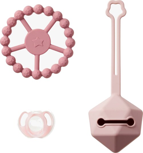 Tommee Tippee Smokk & Bitering Gavesett Silikon Rosa