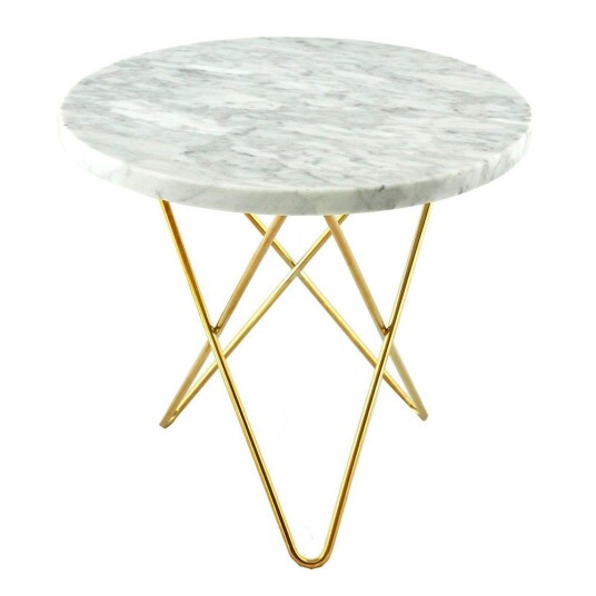 Ox Denmarq Tall Mini O Table Sidebord Ø50 cm Messing/Hvit Marmor