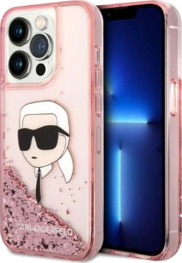 Karl Lagerfeld Glitter Karl's Head-deksel til iPhone 14 Pro Max - Rosa