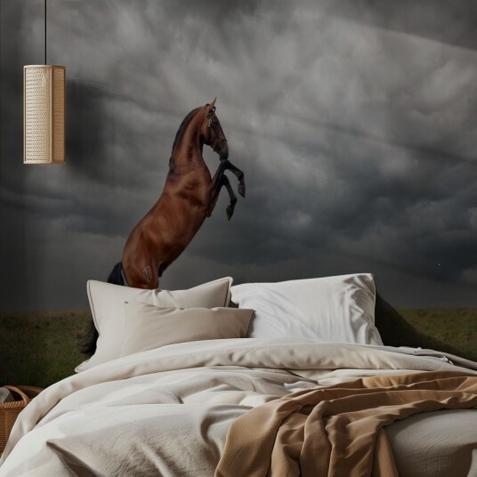 Tapet   Galloperende Hest på Stormfull Slette