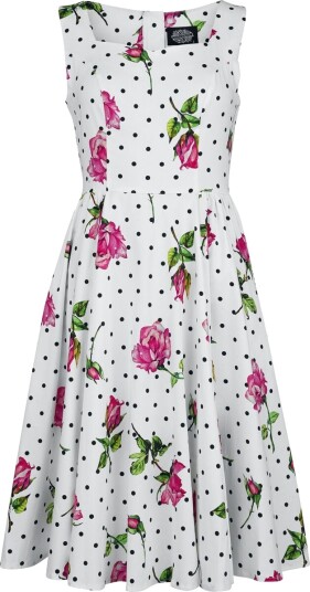 H&R London Rockabilly Middellang kjole Roses & Dots Kjole S til 3XL Damer flerfarget
