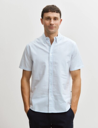 Enkel Studio Oxford Ss Shirt Esemil Blue XXXL