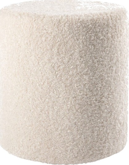 House Puff 40 cm Rund Teddy Hvit
