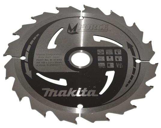Makita B-31930 M-Force Sirkelsagblad 165x20mm med Høyverdig Karbidtenner