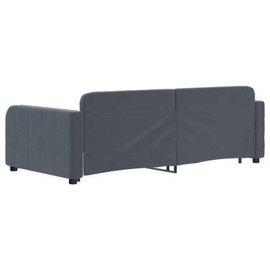  Uttrekkbar dagseng mørkegrå 90x190 cm fløyel