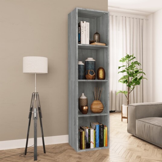 vidaXL Bokhylle/TV-benk gr? sonoma 36x30x143 cm konstruert tre vidaXL Bokhylle/TV-benk gr? sonoma 36x30x143 cm konstruert tre