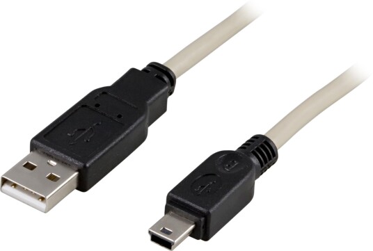 Deltaco USB 2.0 Type A til Mini B kabel 1m, 480 Mbit/s