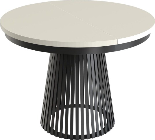 Erylan Spisebord rundt uttrekkbart 100-180 cm - svart, beige